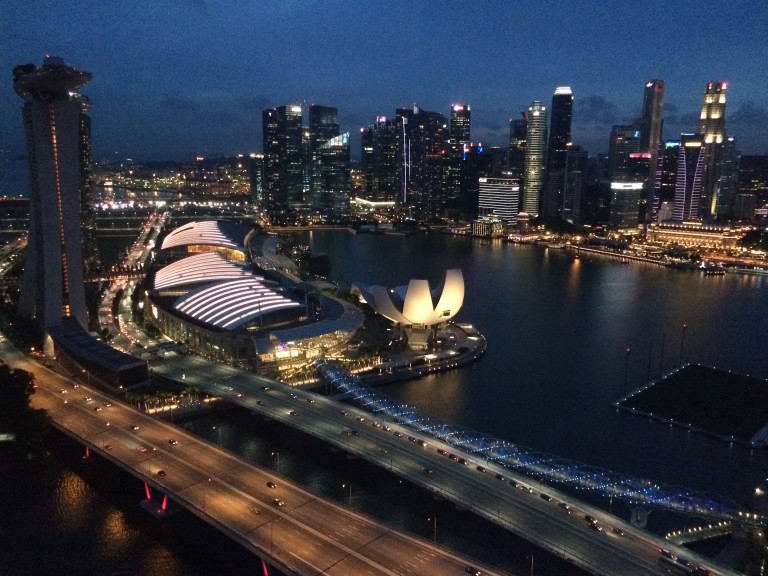 View from the Singapore Flyer of the Singapore skyline