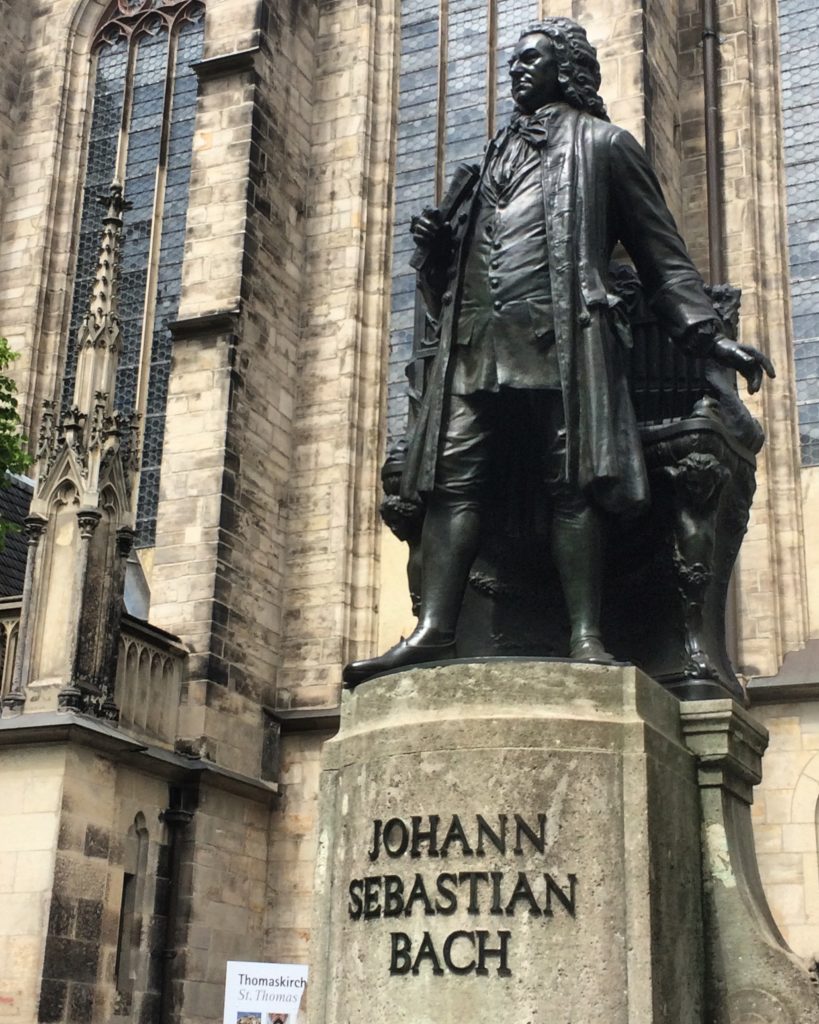Bach statue outside Thomaskirche in Leipzig