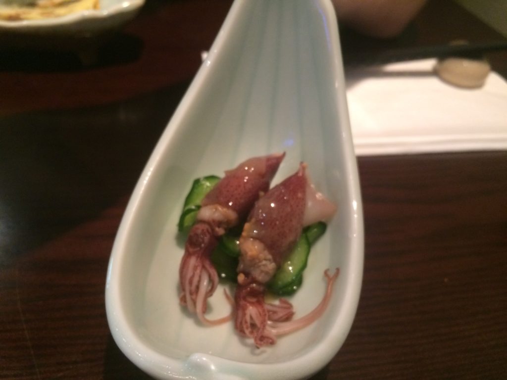 Squid appetizer, part of the four-course omakase menu