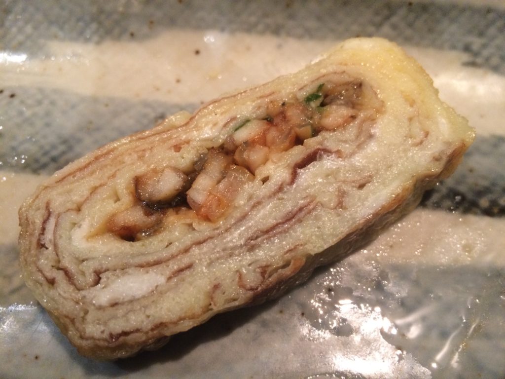 Umaki, a Japanese eel rolled omelette, at Tetsu Sushi Bar, Vancouver